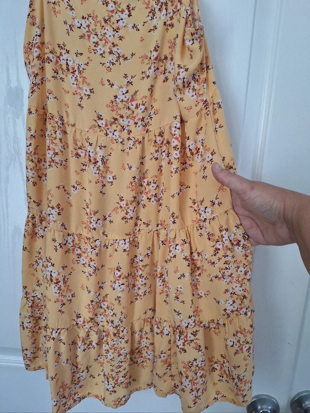Old Navy Yellow Floral Tiered Sundress with Spaghetti Straps